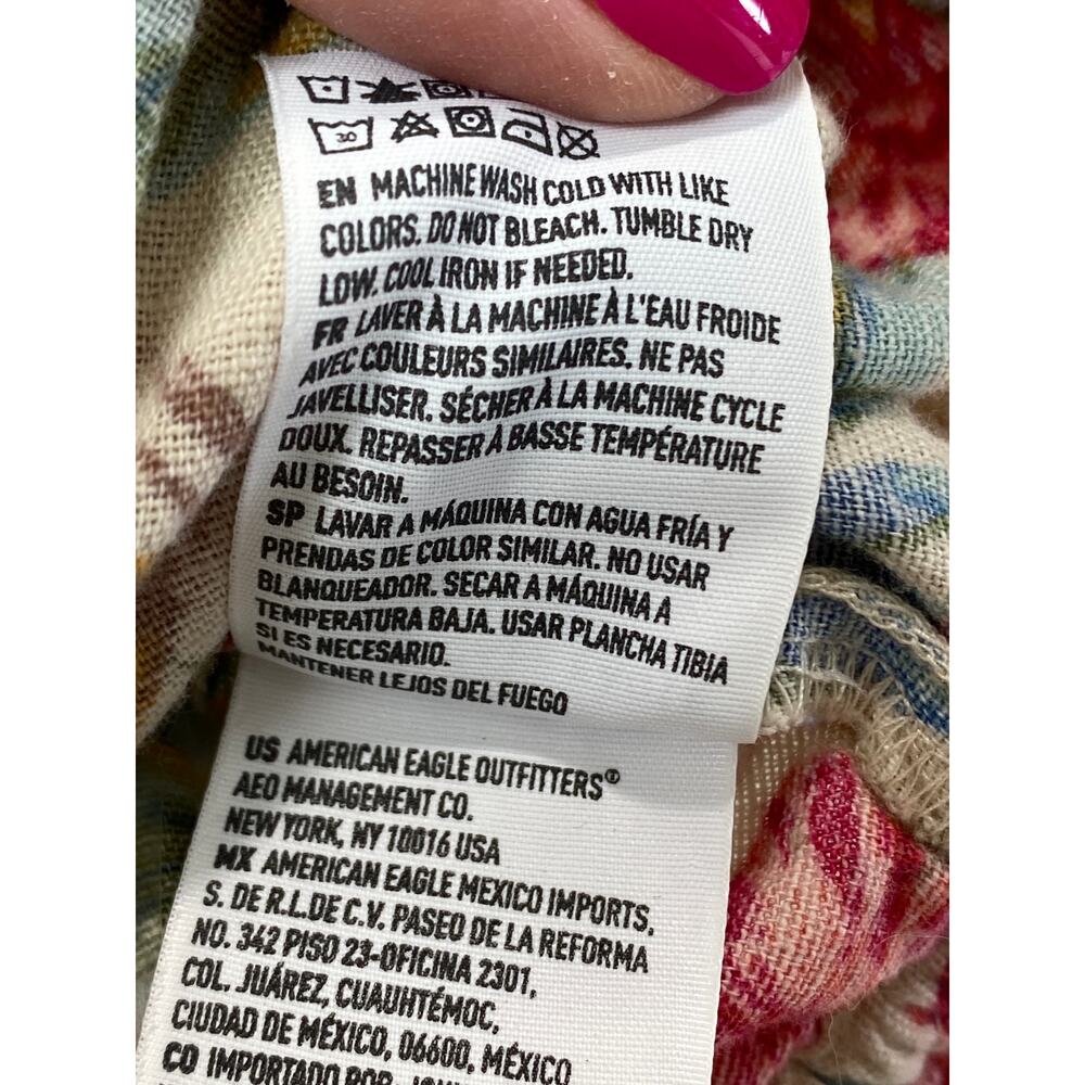 American Eagle Cotton Linen Floral‎ Cropped Off the Shoulder Floral Top Size M - Picture 8 of 9